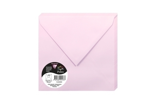 CLAIREFONTAINE - SOBRE POLLEN 165x165 120g ROSA PELADILLA PAQUETE DE 20 (Ref.5533C)