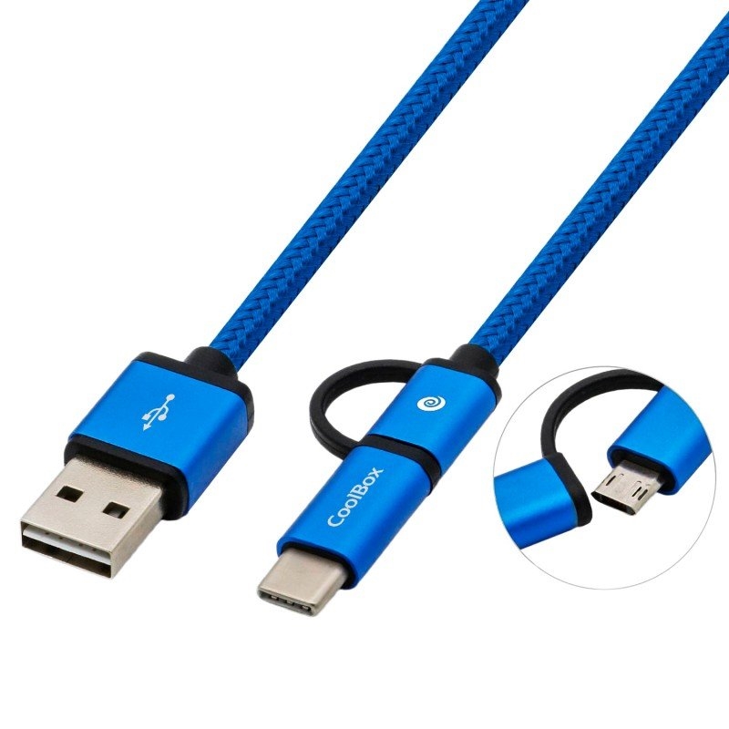 COOLBOX - Cable MULTIUSB MICRO/C Azul (Ref.COO-CAB-U2MC-BL)