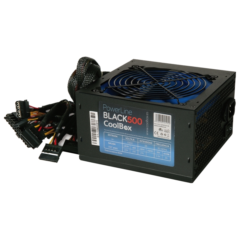COOLBOX - Fuente Alim. ATX Powerline Black 500 (Ref.COO-FAPW500-BK)