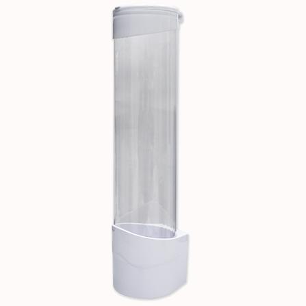 DISPENSADOR DE VASOS DESECHABLES DIÁMETRO 6 A 9CM PLÁSTICO BLANCO TRANSPARENTE (Ref.DVD002)