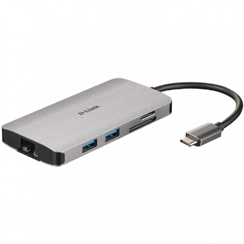 D-LINK - Hub USB-C 8 en 1 HDMI/Eth/CardRead (Ref.DUB-M810)