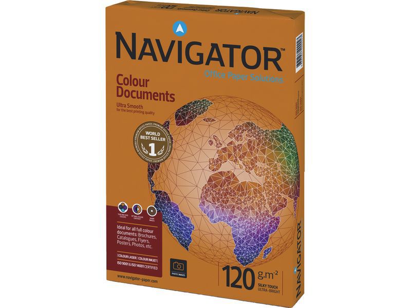 NAVIGATOR - Colour DOCUMENTS. Papel impresión color Paquete 250h 120 g. A4 (Ref.NAV-120-A4)