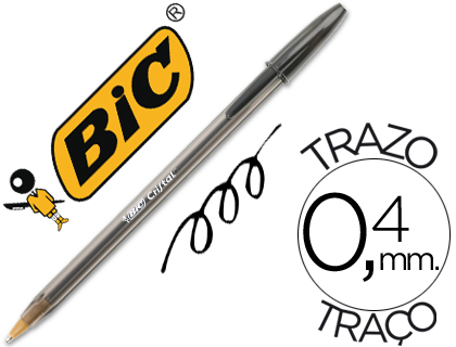 BIC - Boligrafo CRISTAL Negro Trazo 0.4 mm Capuchón ventilado (Ref.8373639)