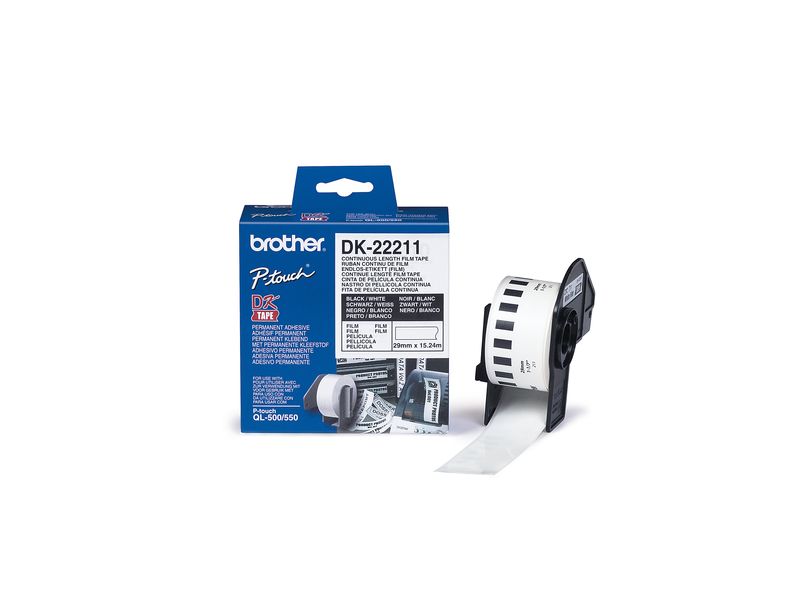 BROTHER - Cinta (DK Label) Continuas 29mmx15m Negro/blanco (Ref.DK22211)