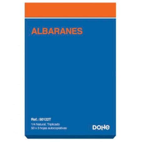 DOHE - TALONARIO DE ALBARANES PREIMPRESOS 150 HOJAS CUARTO NATURAL AUTOCOPIA POR TRIPLICADO -10U- (Ref.50122T)