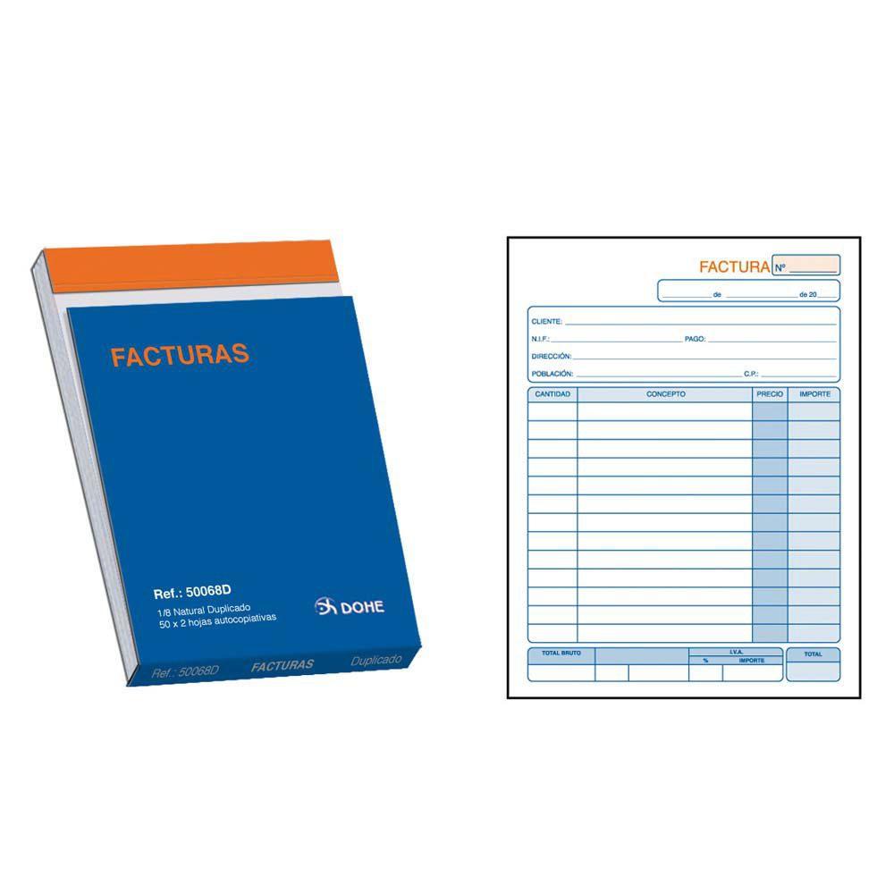 DOHE - TALONARIO FACTURAS OCTAVO NATURAL DUPLICADO AUTOCOPIATIVO -10U- (Ref.50068D)