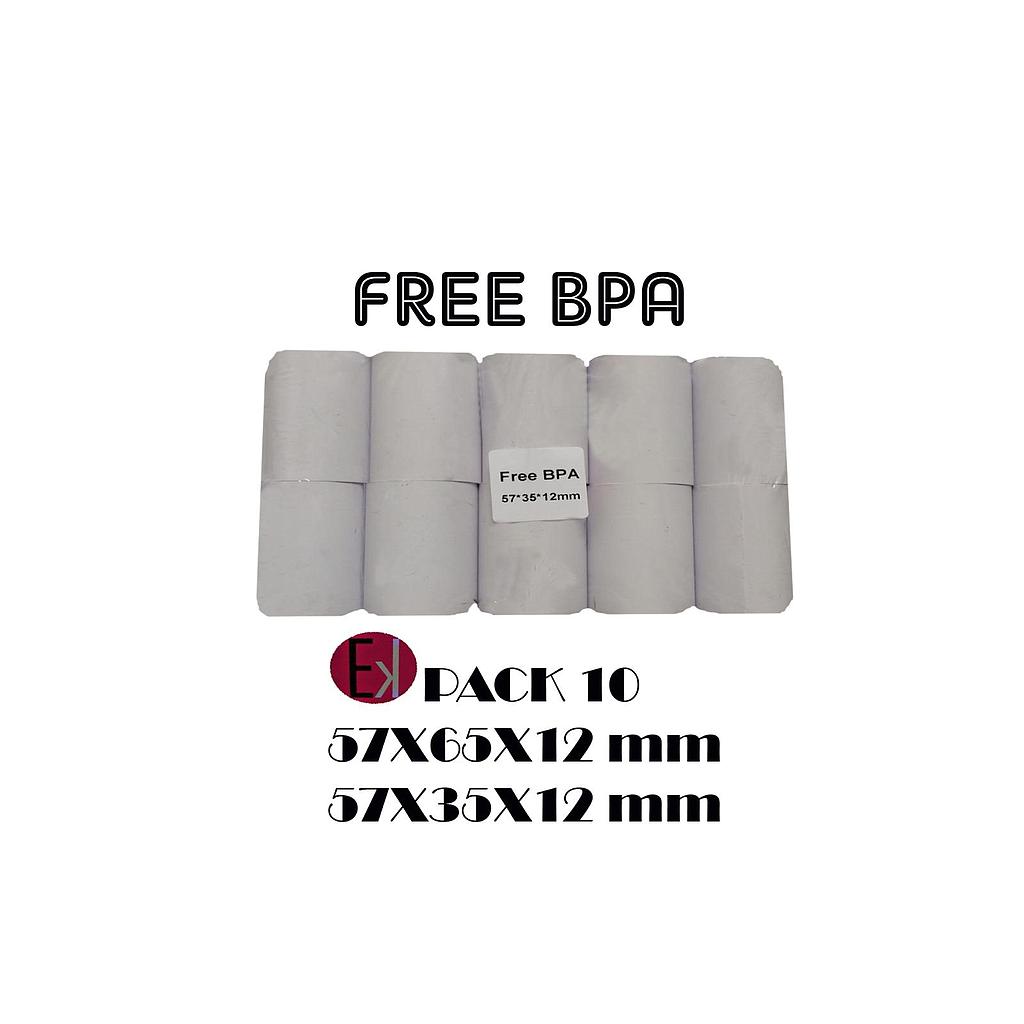 EKRIT - ROLLO TÉRMICO SIN BPA 57X35X12MM 65GRS -10U- (Ref.RT-EV04-57X35)