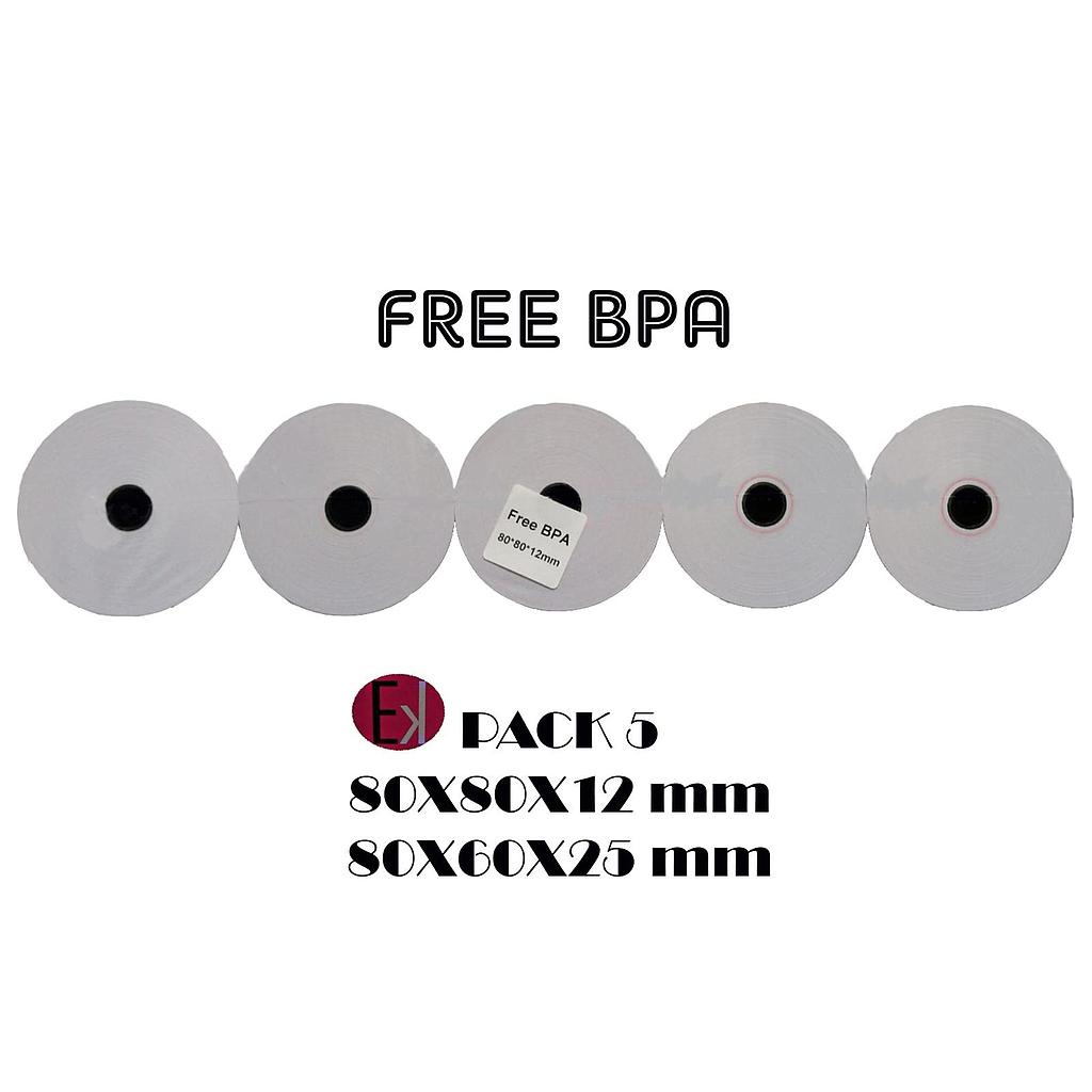 EKRIT - ROLLO TÉRMICO SIN BPA 80X80X12MM 65GRS -5U- (Ref.RT-EV01-80X80-65GR)