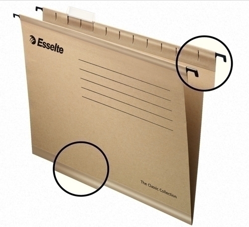 ESSELTE - CARPETA COLGANTE cart.visor SUPERIOR RIG."V" KRAFT 230g Fº PAQUETE de 50 (Ref.93291)