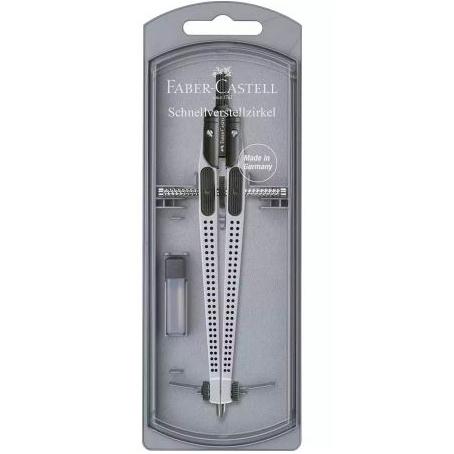 FABER CASTELL - COMPÁS ARTICULADO DE AJUSTE RÁPIDO GRIP PLATEADO -5U- (Ref.174472)