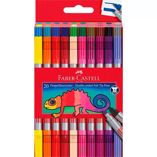 FABER CASTELL - ROTULADOR FIBRA DOBLE PUNTA CAJA de 20 (Ref.151119)