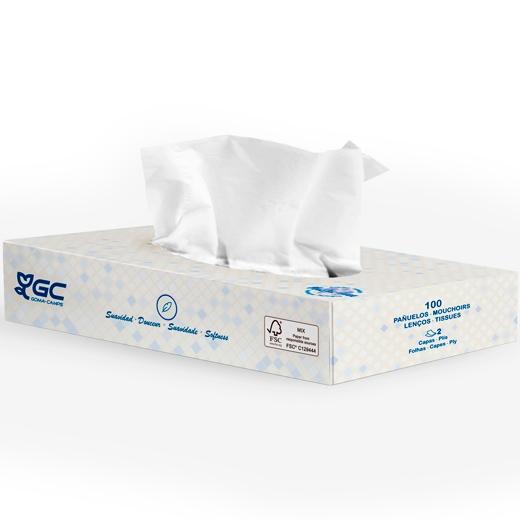 GC - PAÑUELOS FACIALES 2 CAPAS CAJA 100U BLANCO (Ref.F283101)