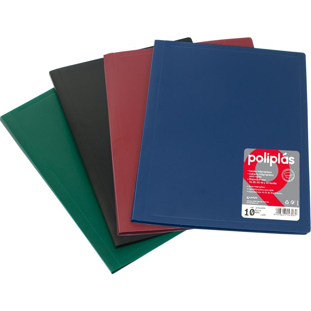 GRAFOPLÁS - CARPETA POLIPLÁS DE POLIPROPILENO OPACO CON 20 FUNDAS SOLDADAS FOLIO GRANATE (Ref.1450050)