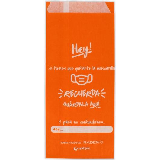 GRAFOPLÁS - SOBRE HIGIÉNICO PARA GUARDAR LA MASCARILLA C/FUELLE PAPEL NARANJA PACK -10U- (Ref.85002452)