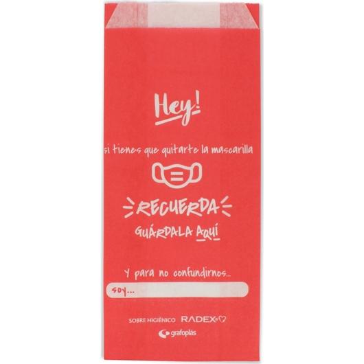 GRAFOPLÁS - SOBRE HIGIÉNICO PARA GUARDAR LA MASCARILLA C/FUELLE PAPEL ROJO PACK -10U- (Ref.85002451)