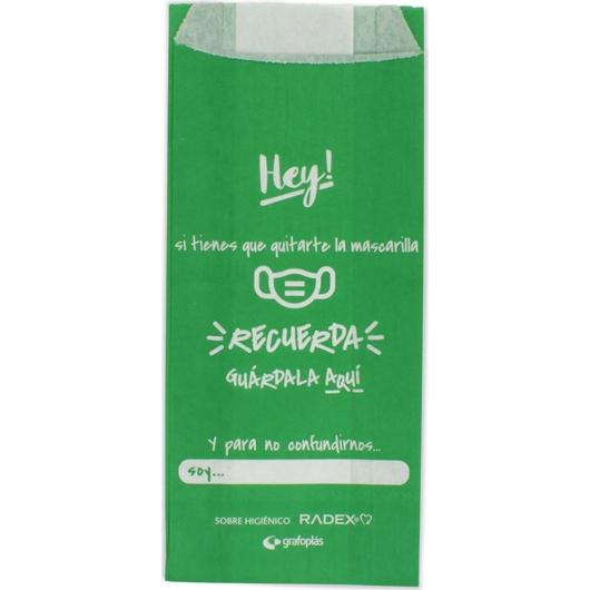 GRAFOPLÁS - SOBRE HIGIÉNICO PARA GUARDAR LA MASCARILLA C/FUELLE PAPEL VERDE PACK -10U- (Ref.85002420)