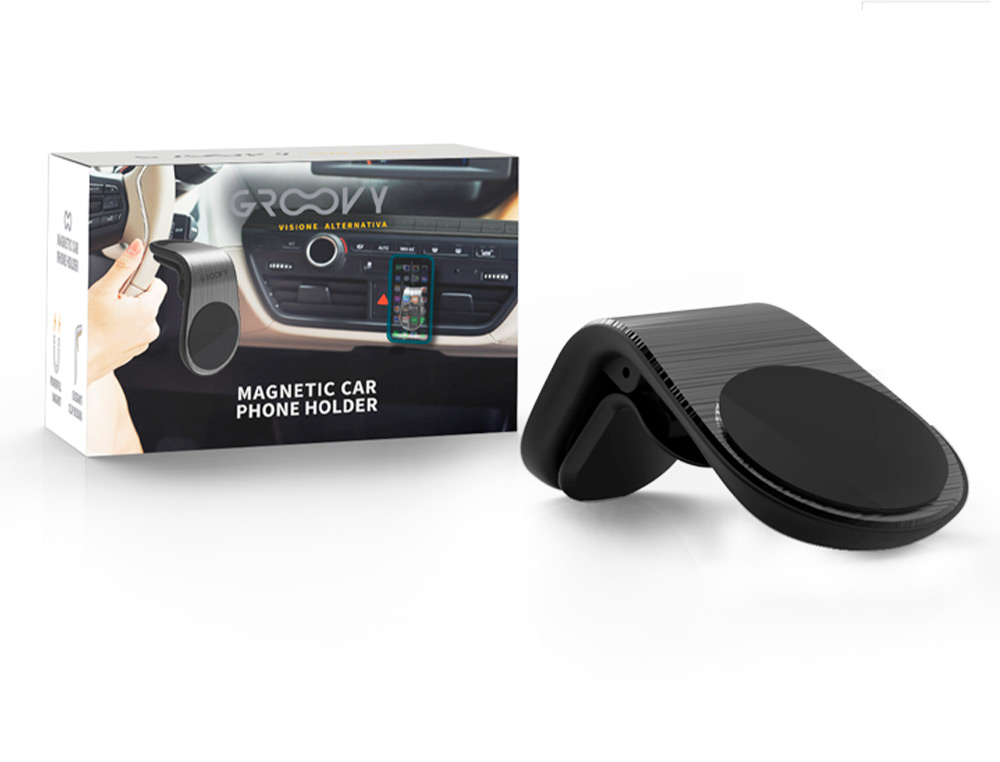 GROOVY - SOPORTE PARA MOVIL COCHE UNIVERSAL MAGNETICO COLOR GRIS OSCURO (Ref.GR-AVP-MGN)