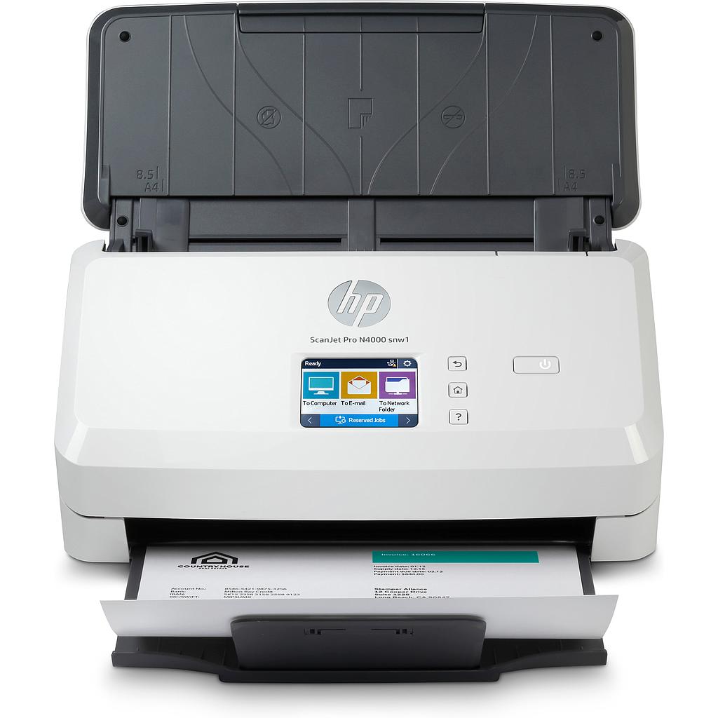 HP - Scanjet Pro N4000 snw1 Escáner alimentado con hojas 600 x 600 DPI A4 Negro, Blanco (Ref.6FW08A)