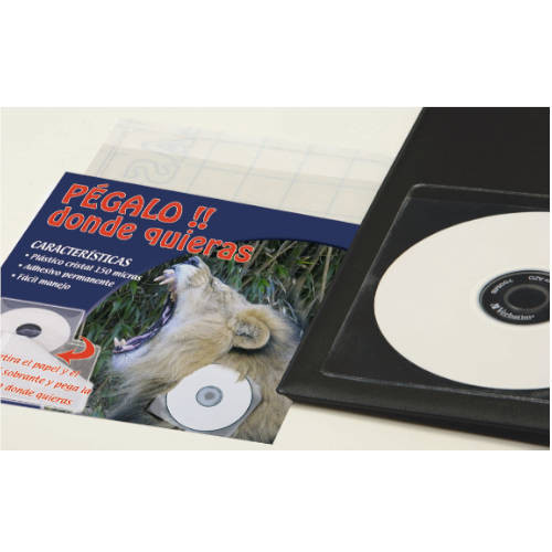 IBERPLAS - CAJA 100 FUNDAS ADHESIVAS CD/DVD PVC CRISTAL 100 MICRAS (Ref.479ACD100)