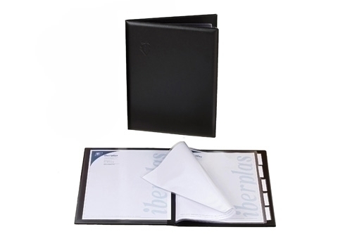 IBERPLAS - CARPETA PORTAMENUS PVC Fº 6 FUNDAS con PESTAÑAS ADHESIVAS NEGRO (Ref.1044I-00)