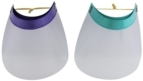 IBERPLAS - MASCARILLA-PANTALLA NIÑO PROTECCION TRANSPARENTE PVC CON GOMA 245x190 PACK SURTIDO de 4 (2 x2 colores verde y violeta) (Ref.9350GDP)