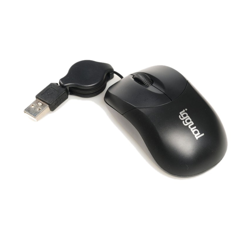 IGGUAL - Ratón retráctil COM-BASIC-800DPI negro (Ref.IGG316832)