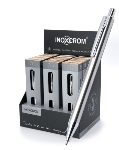 INOXCROM - BOLIGRAFO INOX-70 EXPOSITOR DE 12 (Ref.42101002)