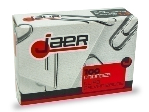 JAER - CLIP Nº1,5 (26 mm.) LABIADO GALVANIZADO CAJA de 100 (Ref.J450215)