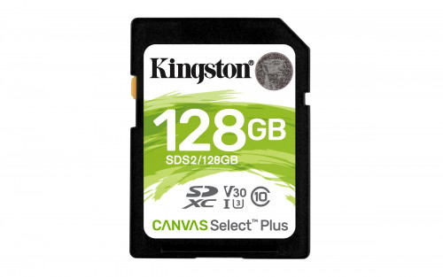 KINGSTON - Technology Canvas Select Plus memoria flash 128 GB SDXC Clase 10 UHS-I (Canon L.P.I. 0,24€ Incluido) (Ref.SDS2/128GB)