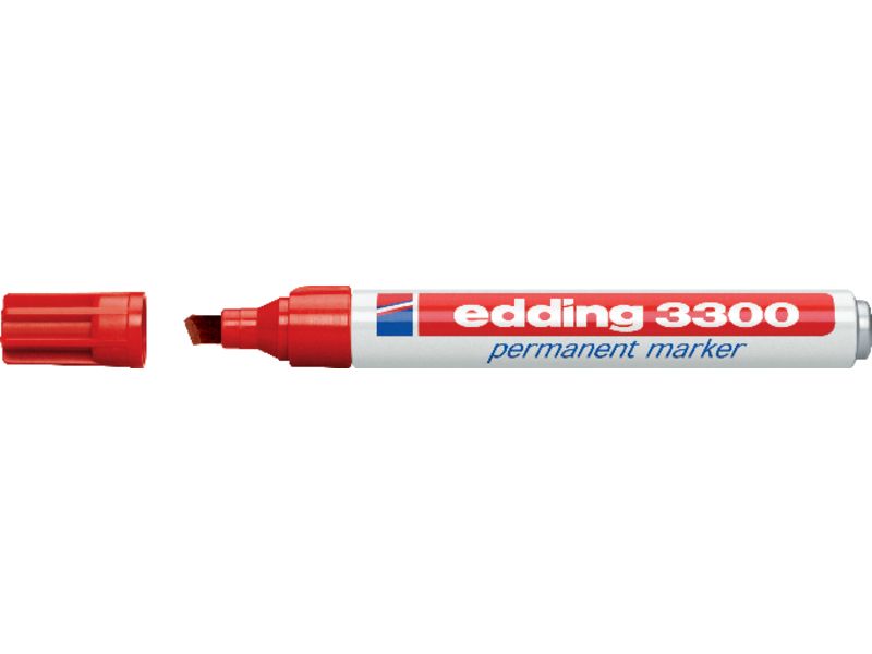 EDDING - Marcador permanente recargable 3300 Trazo 1 - 5 mm Punta biselada Rojo (Ref.3300-02)