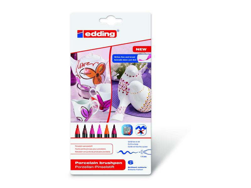 EDDING - Estuche 6 ROTULADORES PARA CERÁMICA. COLORES CÁLIDOS 4-4200-6999 (Ref.4200-6-S-999)