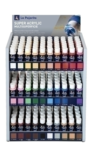 LA PAJARITA - PINTURA ACRILICA 60 ml (bote) EXPOSITOR de 180 (30 colores) (Ref.999758)
