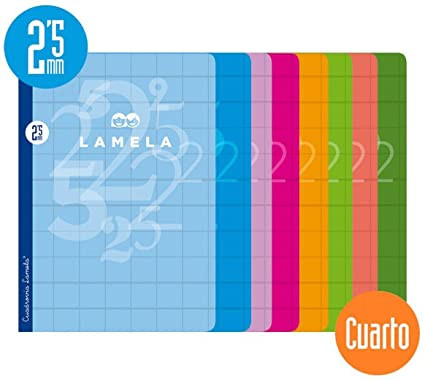 LAMELA - LIBRETA GRAPADA 50h 4º CUADROVIA 2,5 mm COLORES SURTIDOS (8) (Ref.06C002)