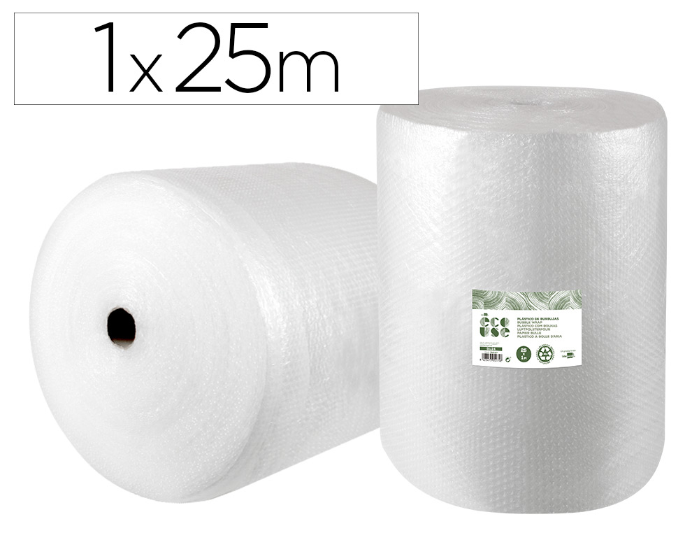 LIDERPAPEL - PLASTICO BURBUJA ECOUSE 1X25M 30% DE PLASTICO RECICLADO (Ref.BU24)
