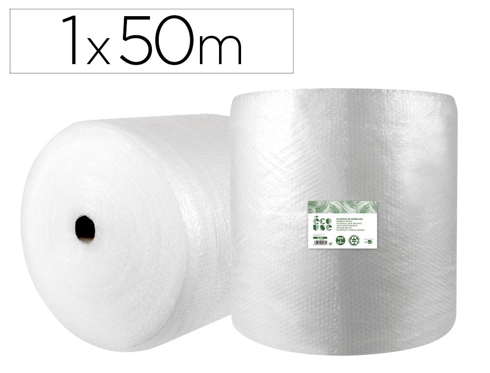 LIDERPAPEL - PLASTICO BURBUJA ECOUSE 1X50M 30% DE PLASTICO RECICLADO (Ref.BU25)
