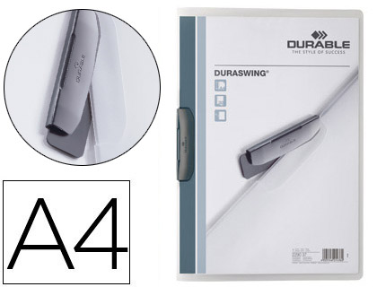 DURABLE - CARPETA DURASWING DOSSIER PINZA LATERAL GIRATORIA POLIPROPILENO DIN A4 GRAFITO 30 HOJAS (Ref.2290-37)