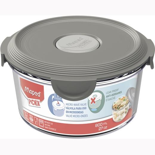 MAPED - PICNIK RECIPIENTE DE CRISTAL VÁLIDO PARA MICRO Y HORNO TAPA GRIS (Ref.875905)