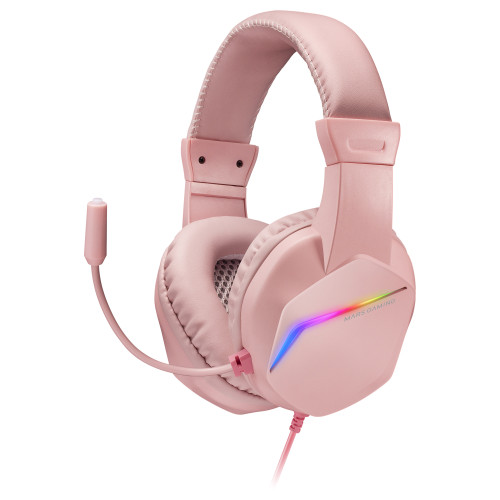 MARS GAMING - MH122 Rosa, Cascos Gaming FRGB Over Ear con Micrófono, Sonido HiFi, Cancelación de Sonido, Ultraligeros, PS4 PS5 Xbox Switch Tablet Windows Mac (Ref.MH122P)