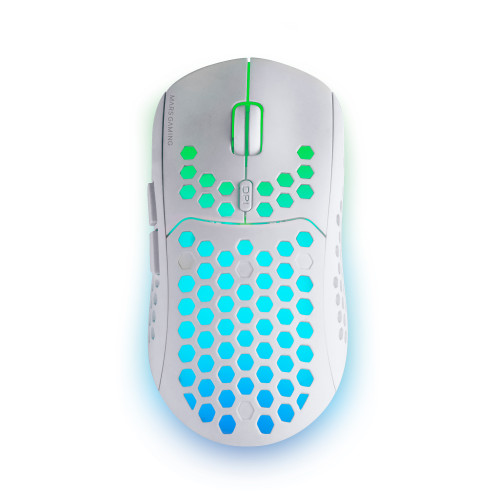 MARS GAMING - , Ratón Gaming Inalámbrico, RGB Flow, Ultraligero 79g, 3200DPI, Blanco (Ref.MMW3W)