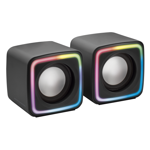 MARS GAMING - Negro Altavoces Gaming RGB Compactos Procesador Sonido DSP 8W (Ref.MSCUBE)