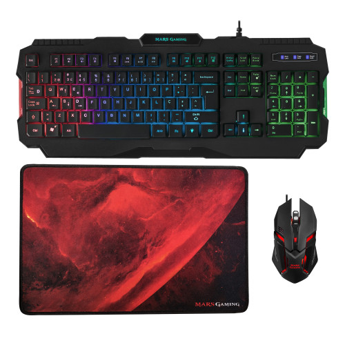 MARS GAMING - MARSGAMING MCP118 GAMING COMBO 3IN1 RGB, RGB RAINBOW KEYBOARD, 4000DPI RGB FLOW MOUSE, 350X250X3 MOUSEPAD - PORTUGUESE LAYOUT (Ref.MCP118PORTU)