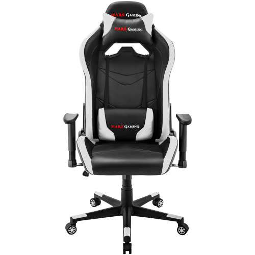 MARS GAMING - MGC3 WHITE PROFESSIONAL GAMING CHAIR, NECK &amp; BACK CUSHIONS, 2D ARMREST, GAS-LIFT CLASS 4 (Ref.MGC3BW)