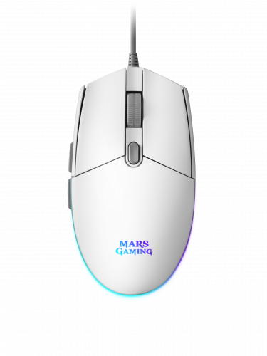 MARS GAMING - RATÓN CABLE USB 3200DPI ERGONÓMICO DIESTROS ILUMINACIÓN RGB FLOW 6 BOTONES BLANCO (Ref.MMGW)