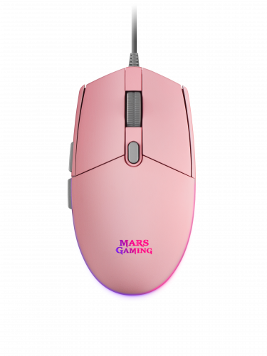 MARS GAMING - RATÓN CABLE USB 3200DPI ERGONÓMICO DIESTROS ILUMINACIÓN RGB FLOW 6 BOTONES ROSA (Ref.MMGP)