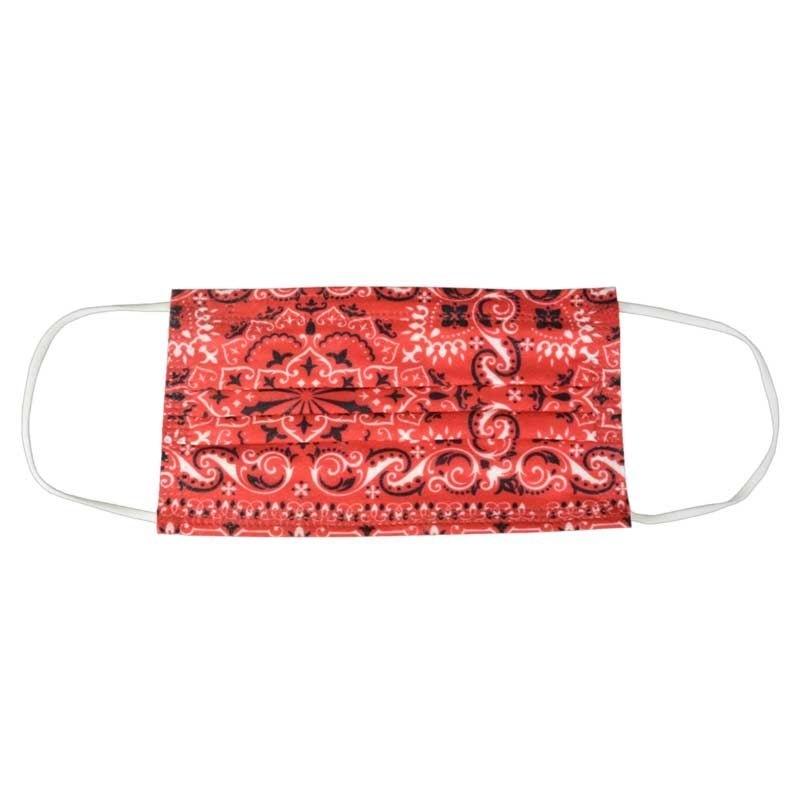 MASCARILLAS - MASCARILLA HIGIENICA 3 CAPAS (TIPO QUIRURGICA) TIPO IIR ROJO DIBUJO UNE EN14683 CLIP NASAL 5 BOLSITAS DE 10 UNIDADES -50U- (Ref.MASCARILLA HIGIE. DESECH.RO.DI)