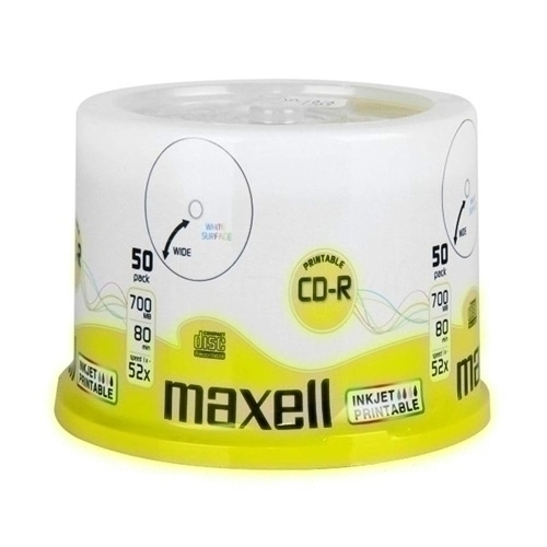 MAXELL - CD-ROM 700 MB 80 min. 52x PRINTABLE TARRO DE 50 (Incluye Canon LPI de 4.00 €) (M190) (Ref.624006)