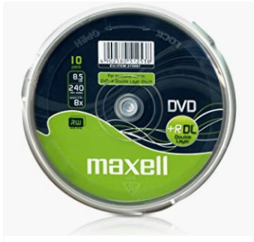 MAXELL - DVD 8,5 GB. GRABABLE. DOBLE CAPA. TARRINA 10 UNIDADES. 4X (Canon L.P.I. 10,5€ Incluido) (Ref.DVD+R 8,5 SP10 DOBLE CAPA)