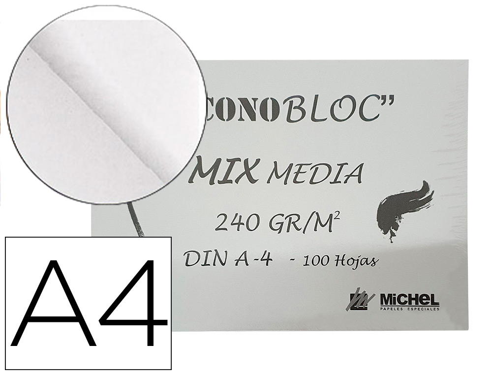 MICHEL - BLOC DIBUJO MULTITECNICAS ECONOBLOC MIX MEDIA DIN A4 ENCOLADO 100 HOJAS 240 GR 210X297 MM (Ref.1557229)