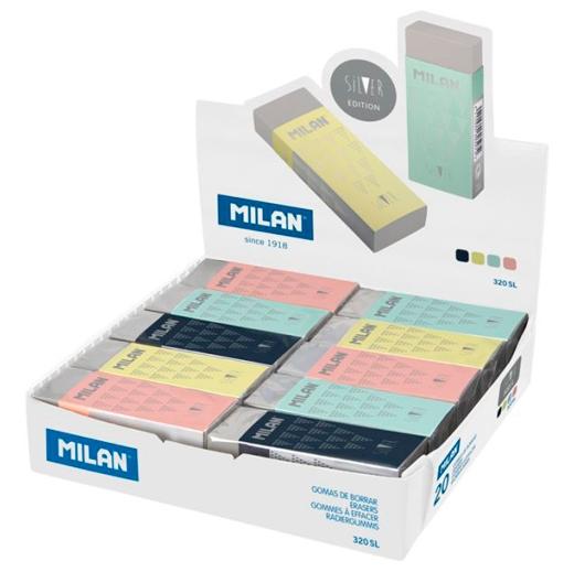 MILAN - GOMA DE NATA 320 EDICIÓN SILVER -CAJA EXPOSITORA 20U- (Ref.CPM320SL)