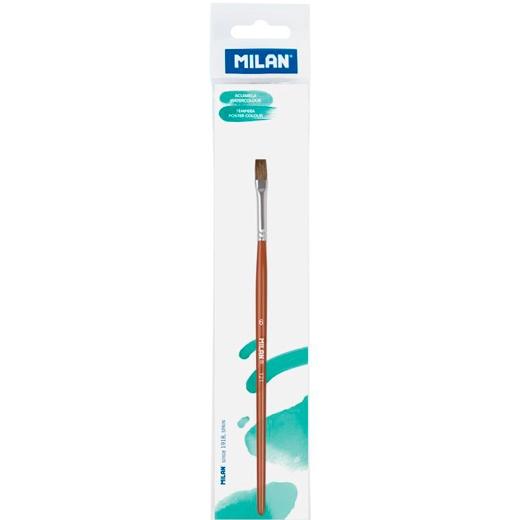 MILAN - PINCEL ESCOLAR PLANO SERIE 121 Nº 6 EN BOLSITA C/COLGADOR MARRÓN (Ref.0412106P)